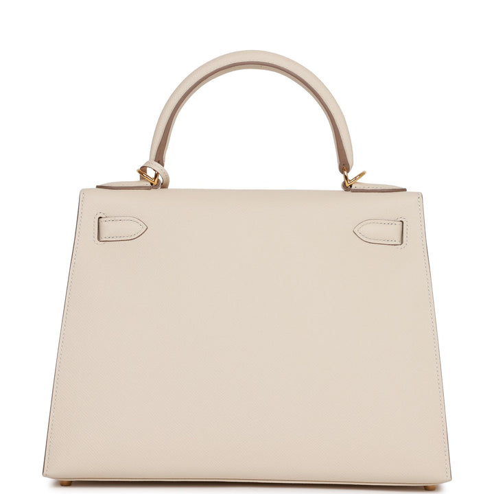 Hermes Kelly 28 Sellier Craie Epsom Gold Hardware