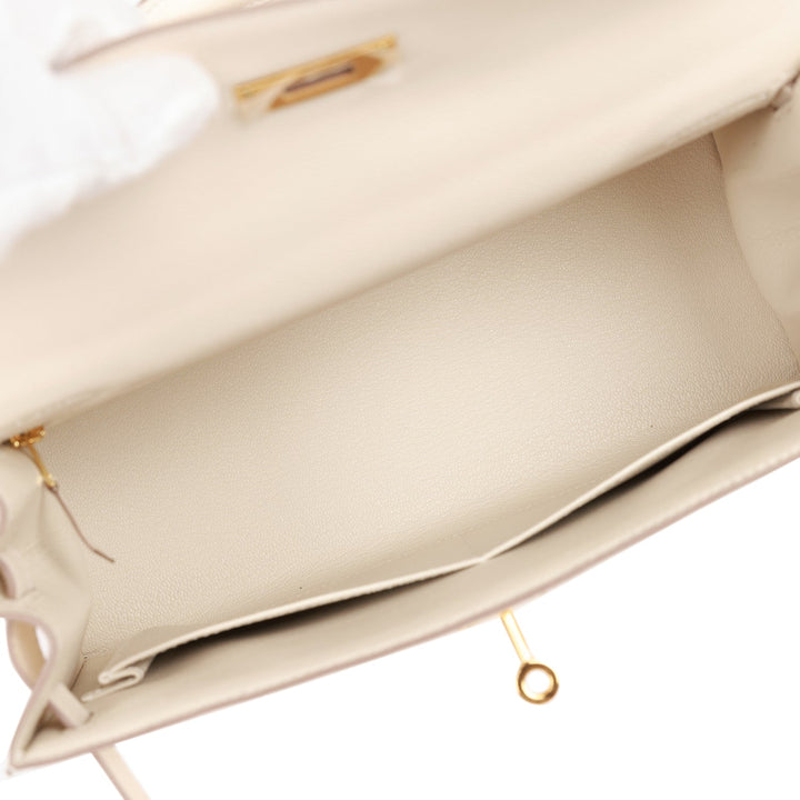 Hermes Kelly 28 Sellier Craie Epsom Gold Hardware