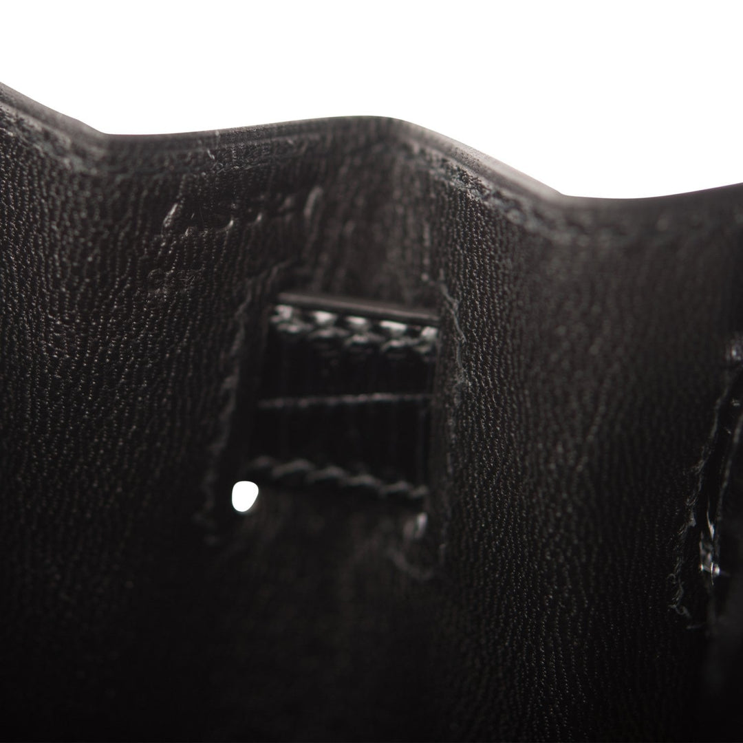 Hermes Kelly 28 Sellier Black Shiny Niloticus Crocodile Gold Hardware