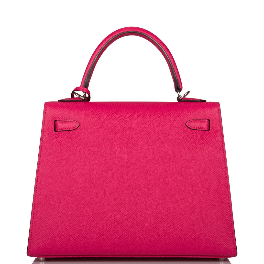 Hermes Kelly 25 Sellier Rose Mexico Epsom Palladium Hardware