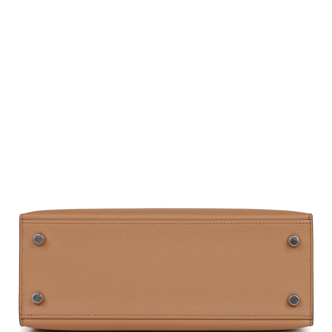 Hermes Kelly 25 Sellier Tri-Color Chai, Lime and Mauve Sylvestre Epsom Palladium Hardware