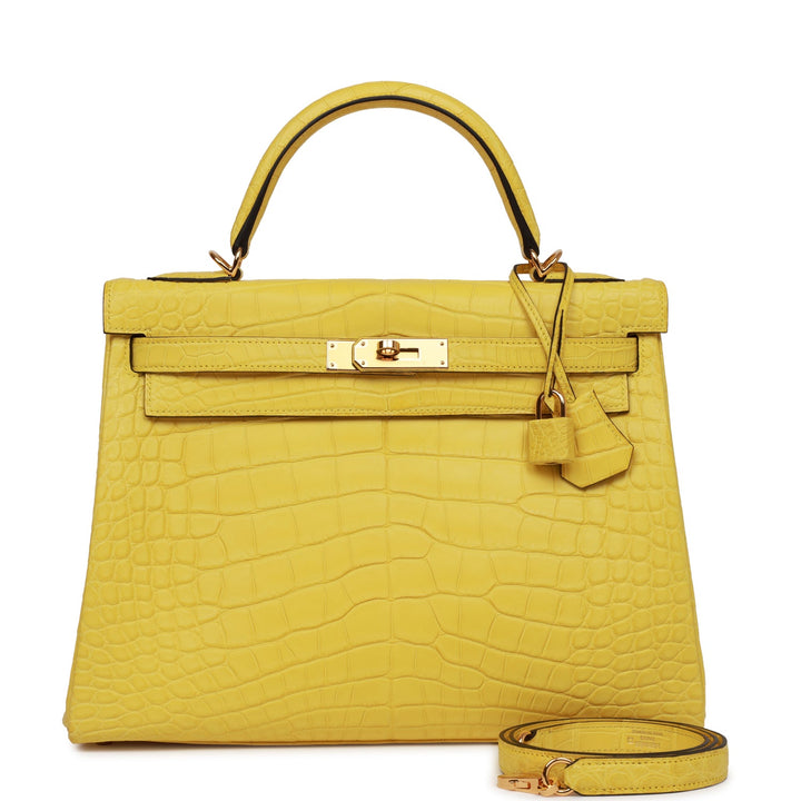 Top quality Hermes Special Order (HSS) Kelly Retourne 32 Mimosa Matte Alligator Gold Hardware