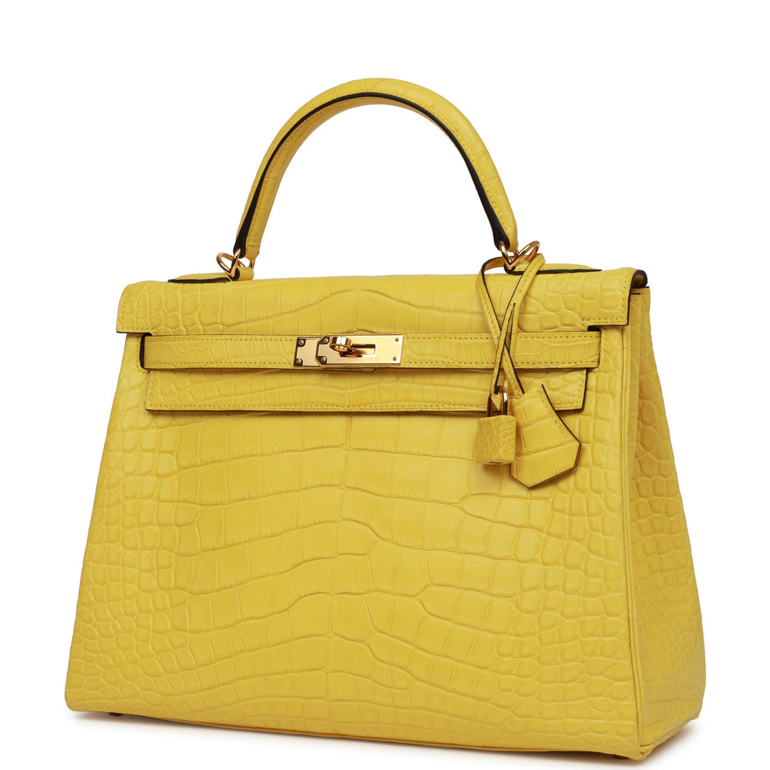 Top quality Hermes Special Order (HSS) Kelly Retourne 32 Mimosa Matte Alligator Gold Hardware