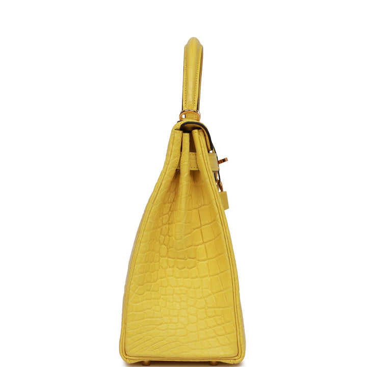 Top quality Hermes Special Order (HSS) Kelly Retourne 32 Mimosa Matte Alligator Gold Hardware