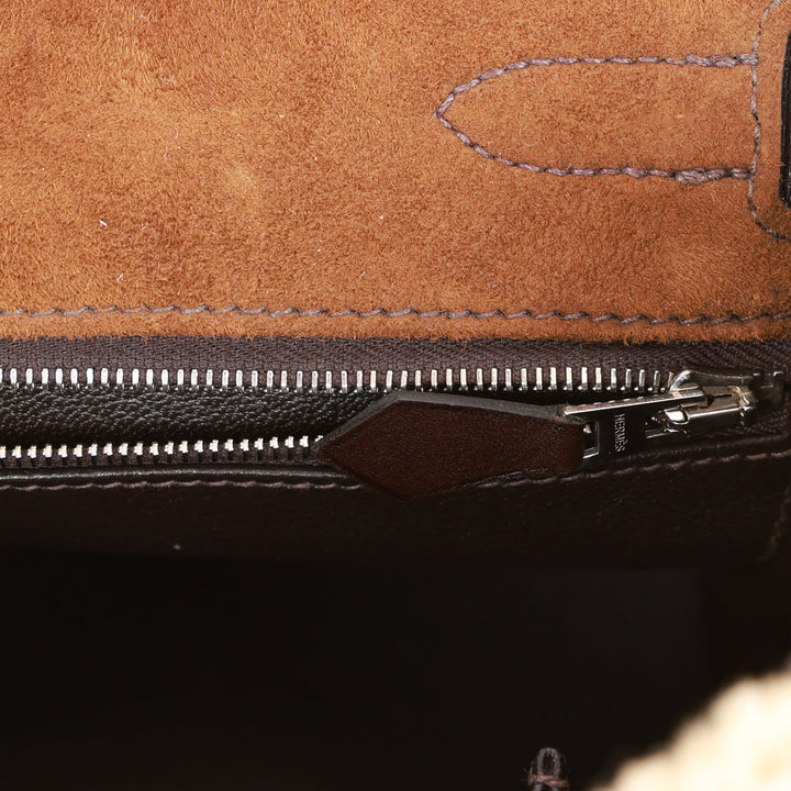 New Hermes Teddy Kelly 35 Shearling and Ebene Barenia Palladium Hardware