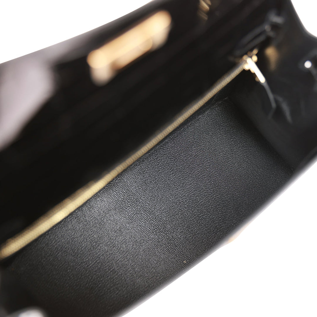 Top quality Hermes Kelly Sellier 28 Black Shiny Niloticus Crocodile Gold Hardware