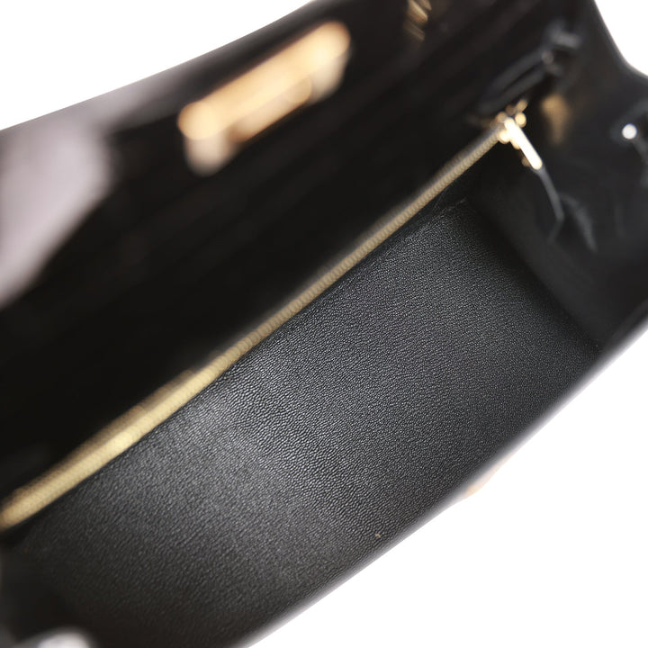 Top quality Hermes Kelly Sellier 28 Black Shiny Niloticus Crocodile Gold Hardware