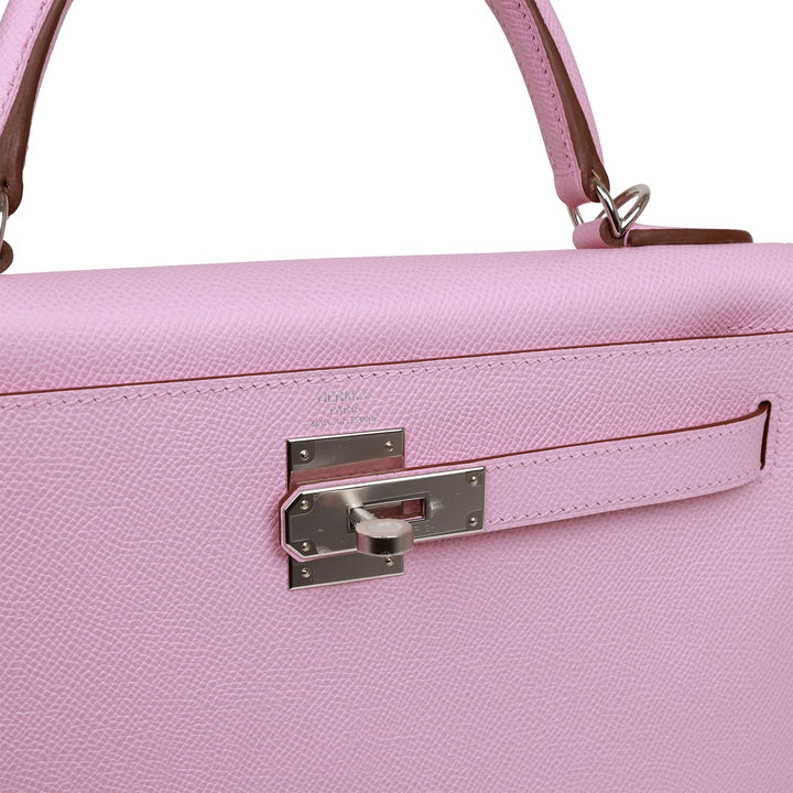 Hermes Kelly 28 Sellier Mauve Sylvestre Epsom Palladium Hardware