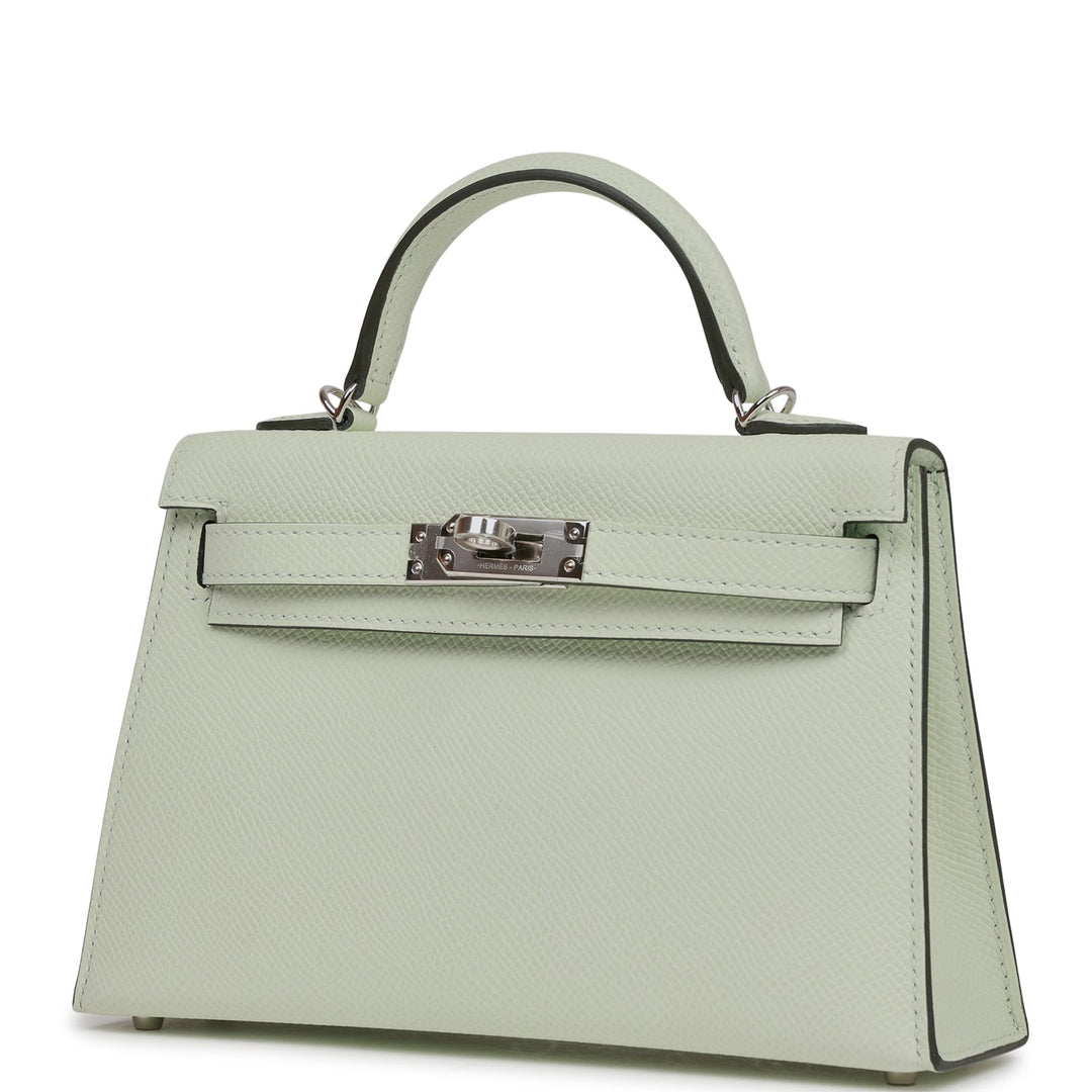 Top quality Hermes Kelly Sellier 20 Vert Fizz Epsom Palladium Hardware