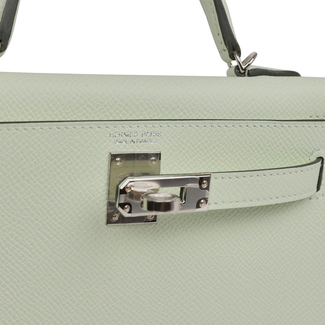 Top quality Hermes Kelly Sellier 20 Vert Fizz Epsom Palladium Hardware