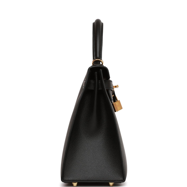 Hermes Kelly 28 Sellier Black Epsom Gold Hardware