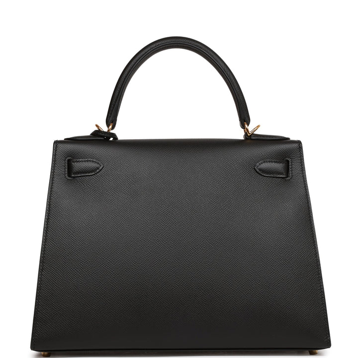 Hermes Kelly 28 Sellier Black Epsom Gold Hardware