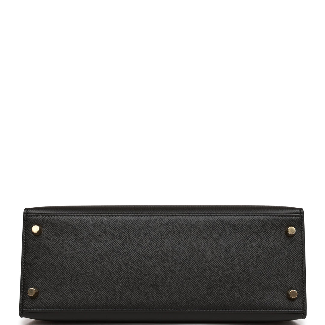 Hermes Kelly 28 Sellier Black Epsom Gold Hardware