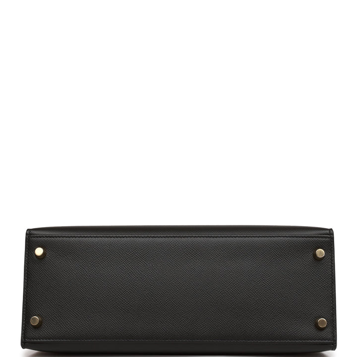 Hermes Kelly 28 Sellier Black Epsom Gold Hardware