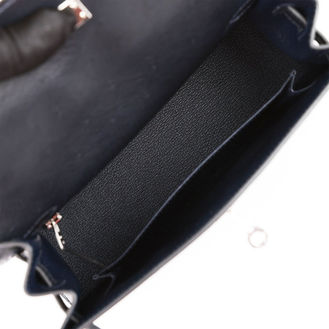 Hermes Kelly 25 Sellier Caban Ostrich Palladium Hardware