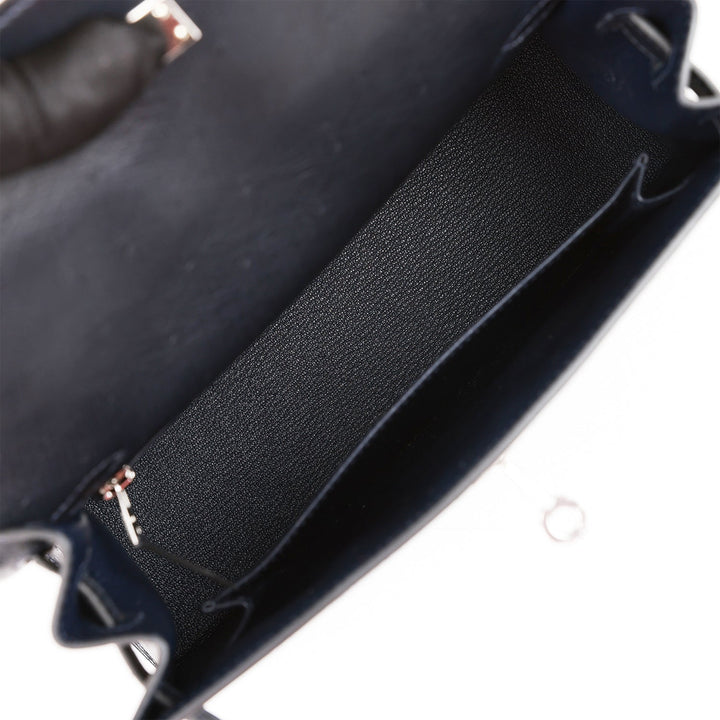 Hermes Kelly 25 Sellier Caban Ostrich Palladium Hardware