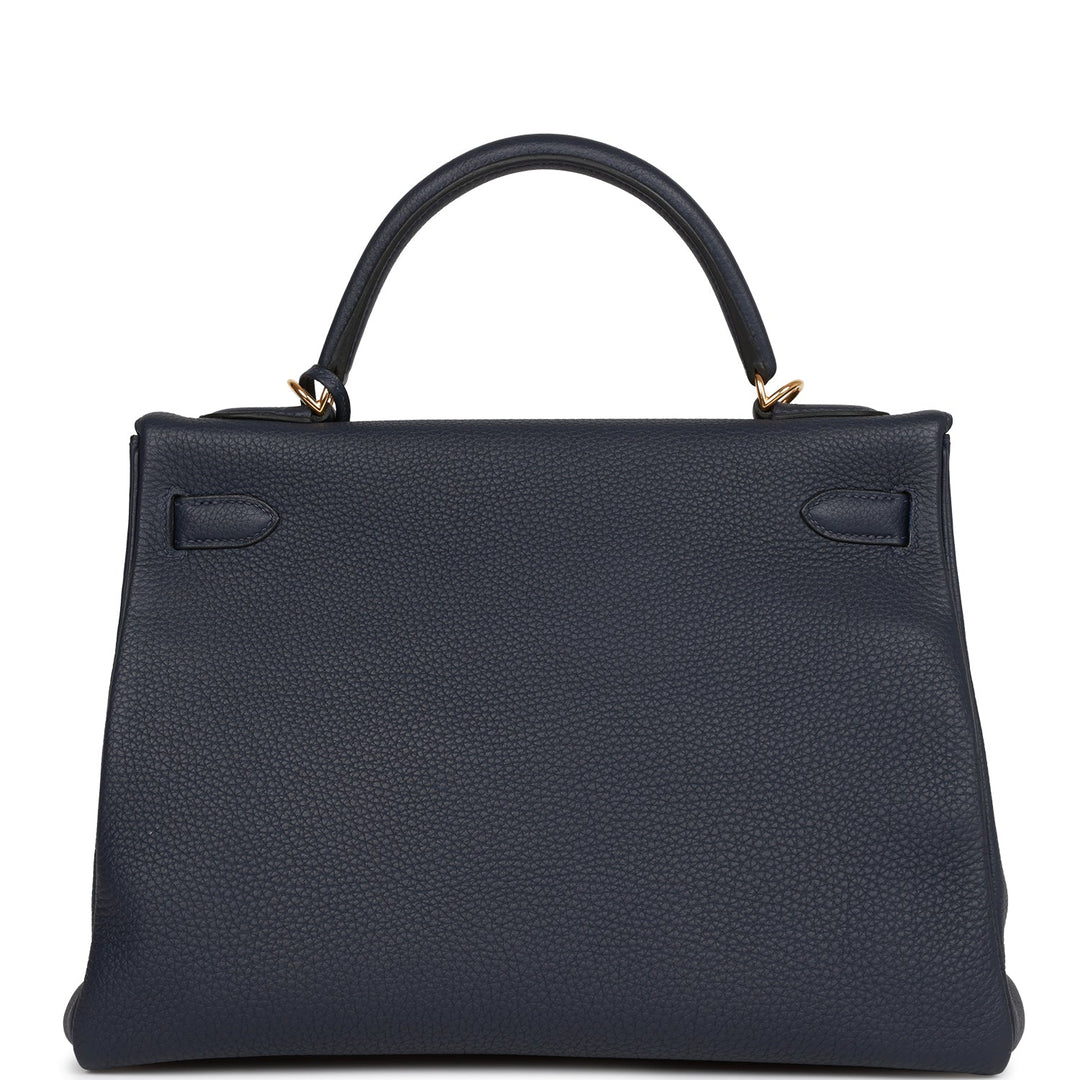 Hermes Kelly 32 Retourne Bleu Nuit Togo Gold Hardware