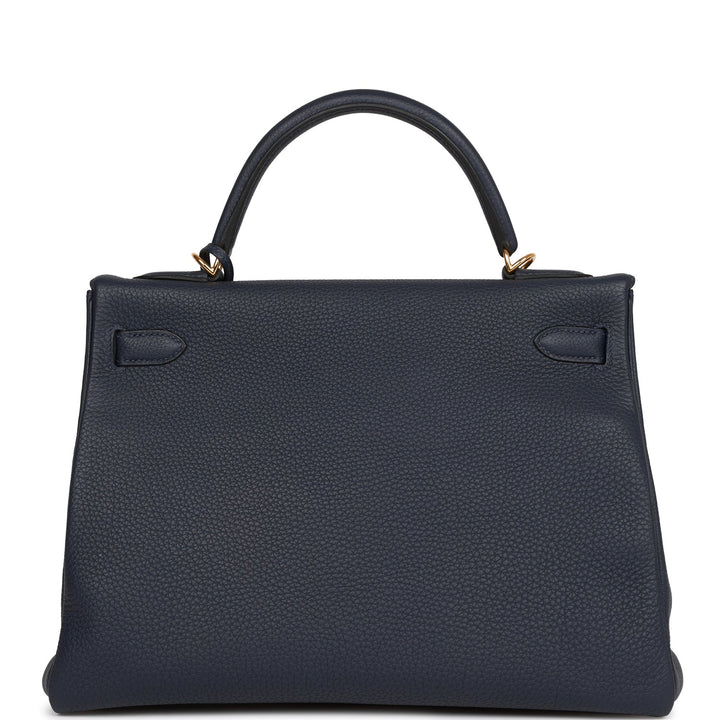 Hermes Kelly 32 Retourne Bleu Nuit Togo Gold Hardware