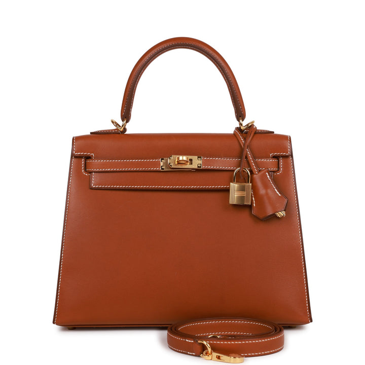 Top quality Hermes Kelly Sellier 25 Fauve Barenia Gold Hardware