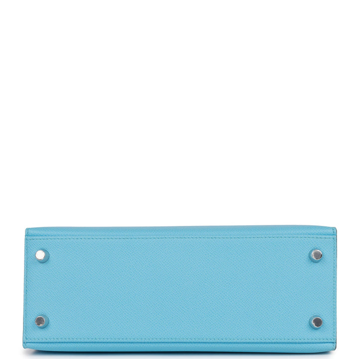 Hermes Kelly 25 Sellier Celeste Epsom Palladium Hardware