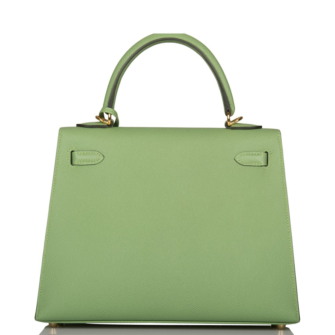 Hermes Kelly 25 Sellier Vert Criquet Epsom Gold Hardware