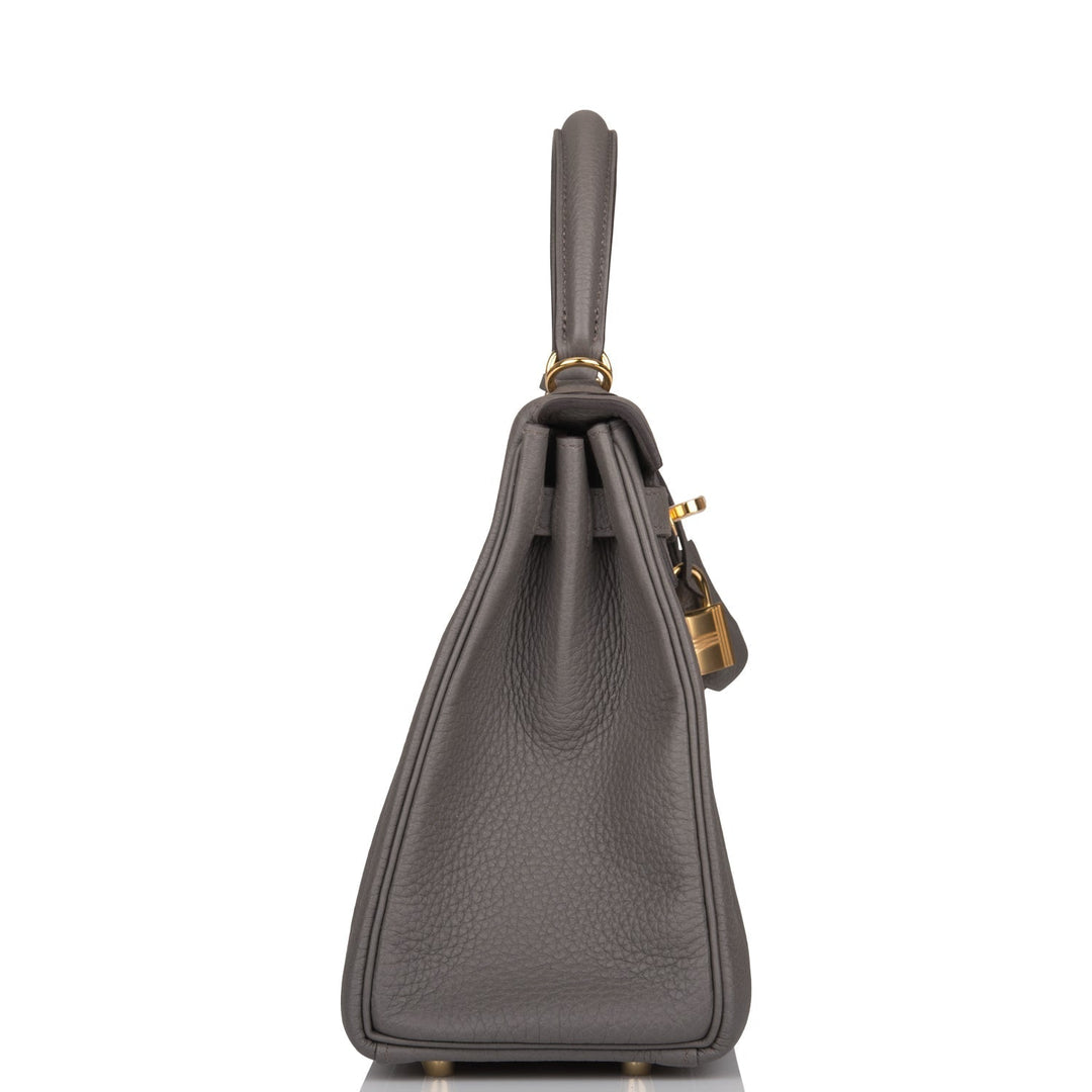 Hermes Kelly 25 Retourne Etain Togo Gold Hardware