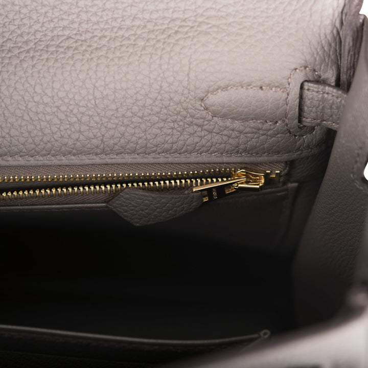 Hermes Kelly 25 Retourne Etain Togo Gold Hardware