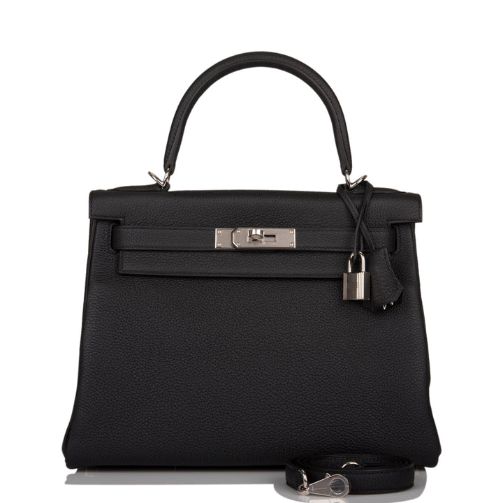 Hermes Kelly 28 Retourne Black Togo Palladium Hardware