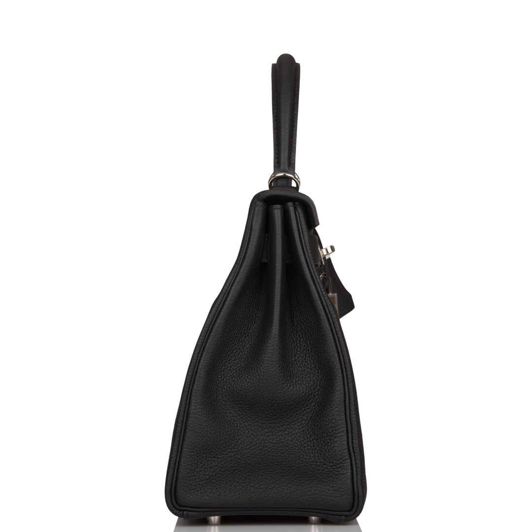Hermes Kelly 28 Retourne Black Togo Palladium Hardware