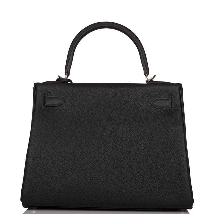 Hermes Kelly 28 Retourne Black Togo Palladium Hardware