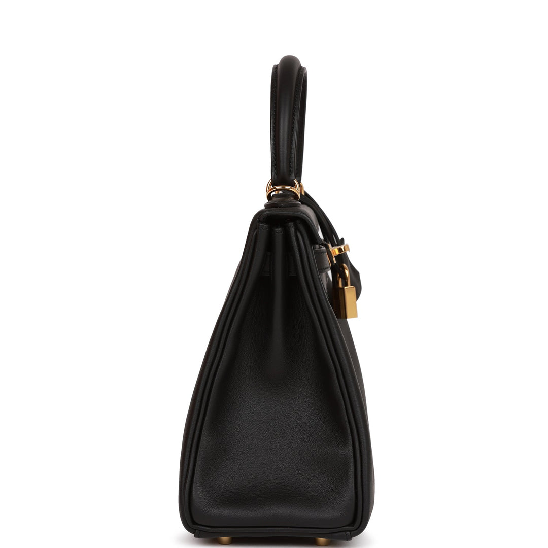 Hermes Kelly 25 Retourne Black Swift Gold Hardware