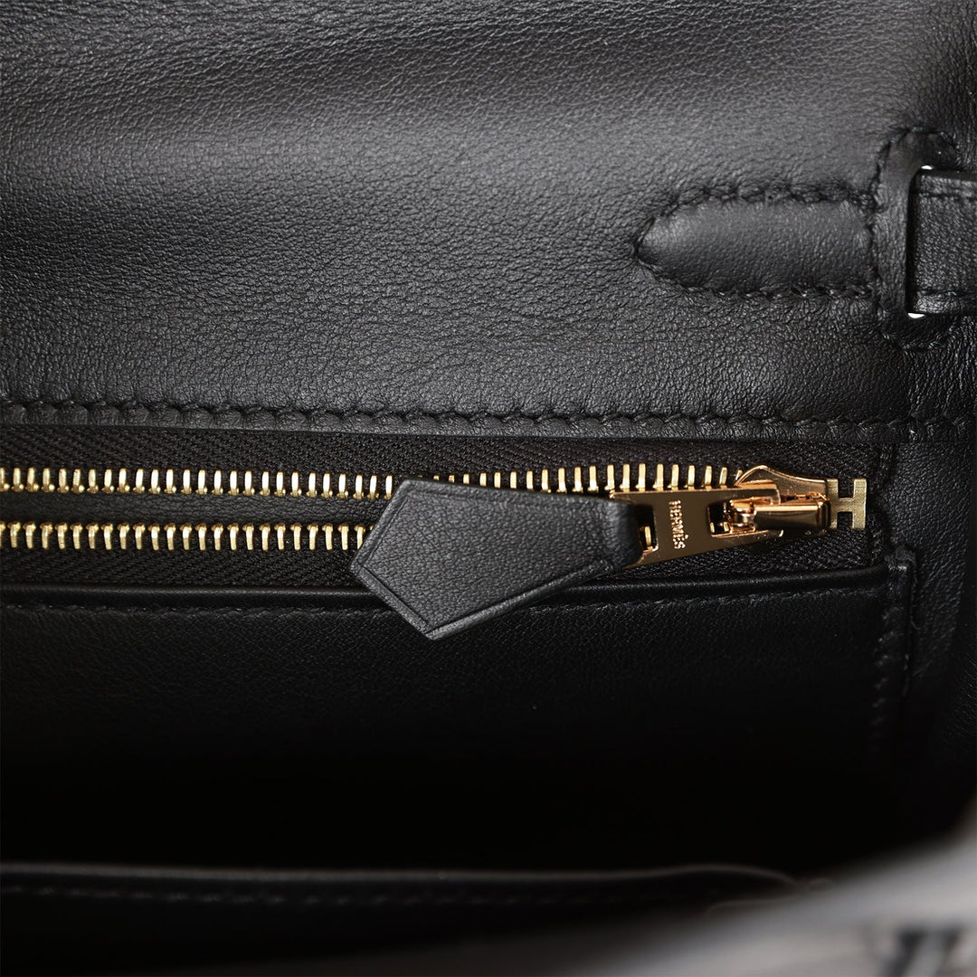 Hermes Kelly 25 Retourne Black Swift Gold Hardware