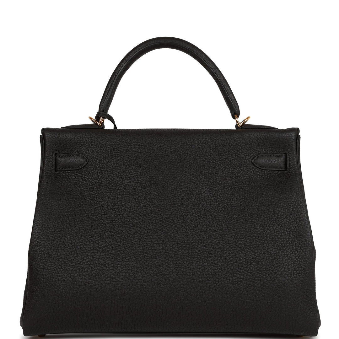 Hermes Kelly 32 Retourne Black Togo Gold Hardware