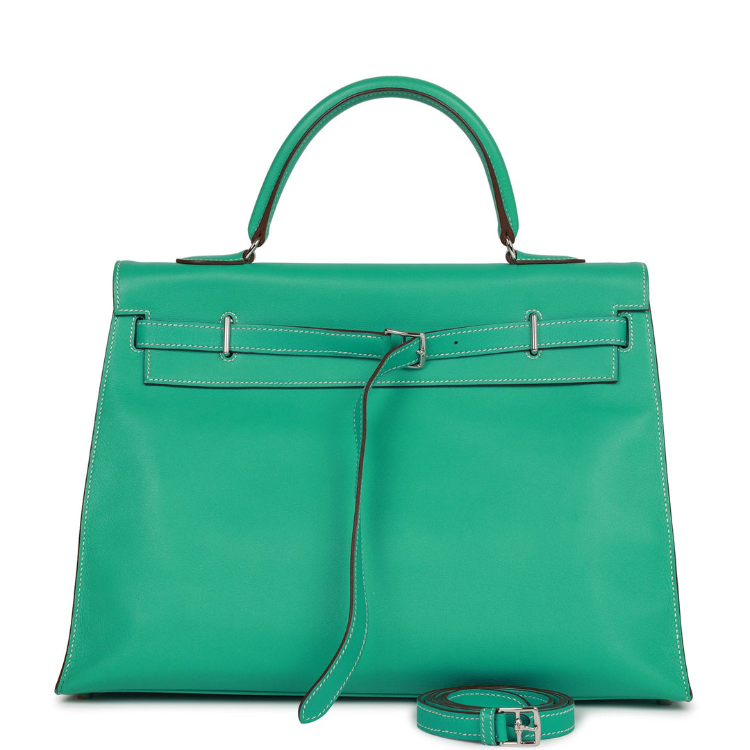Top quality Hermes Kelly Flat 35 Lagoon Swift Palladium Hardware