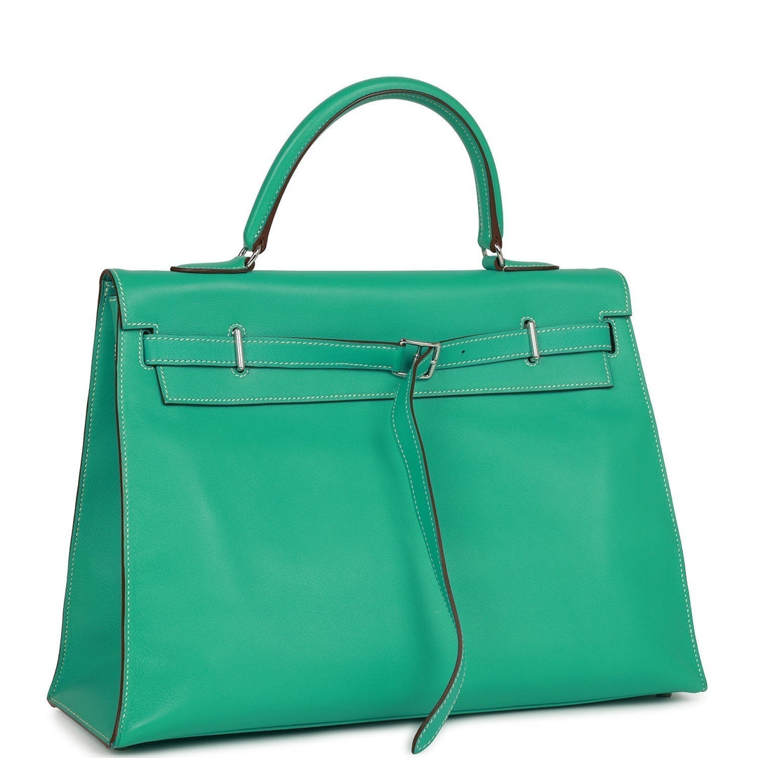 Top quality Hermes Kelly Flat 35 Lagoon Swift Palladium Hardware
