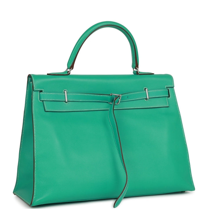 Top quality Hermes Kelly Flat 35 Lagoon Swift Palladium Hardware