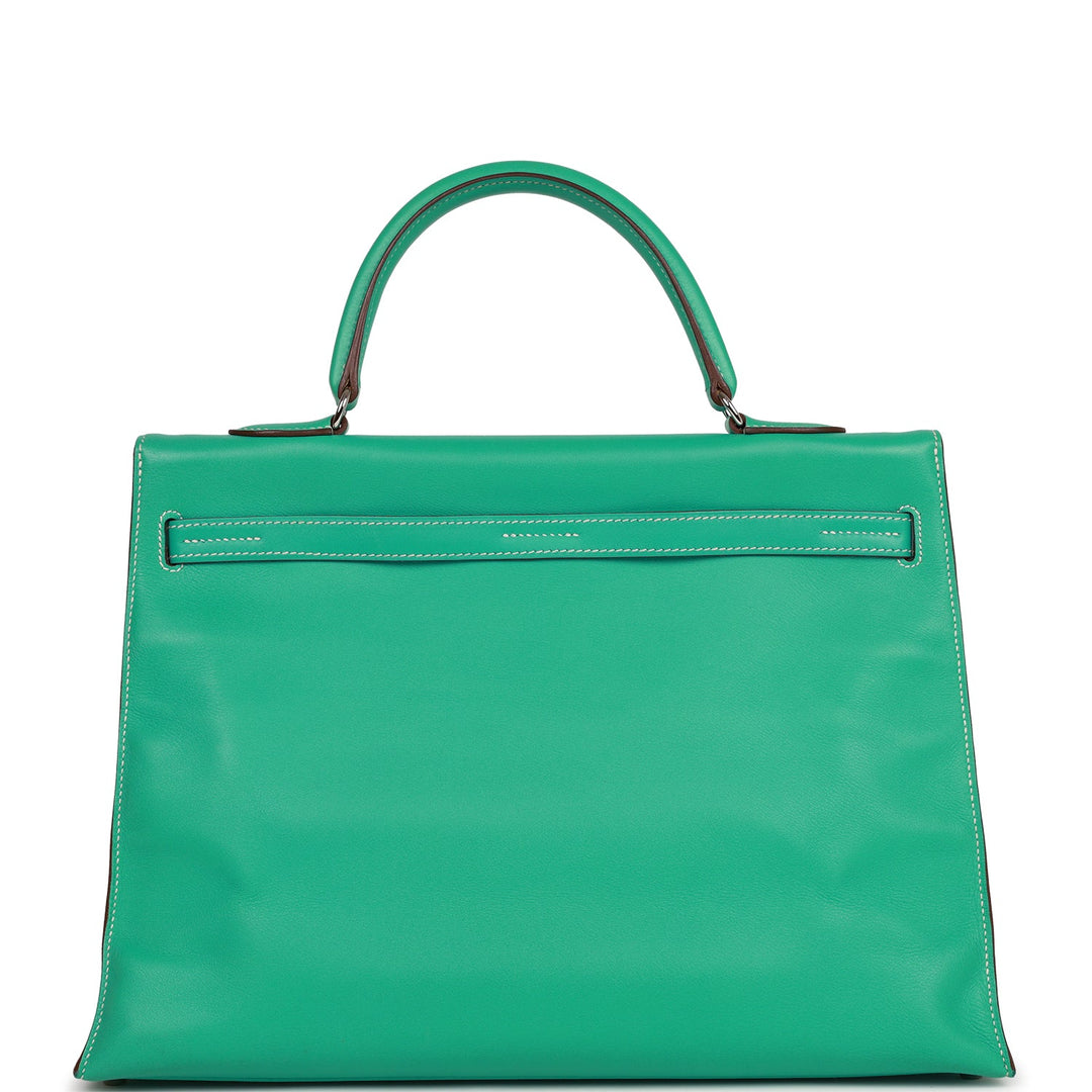 Top quality Hermes Kelly Flat 35 Lagoon Swift Palladium Hardware