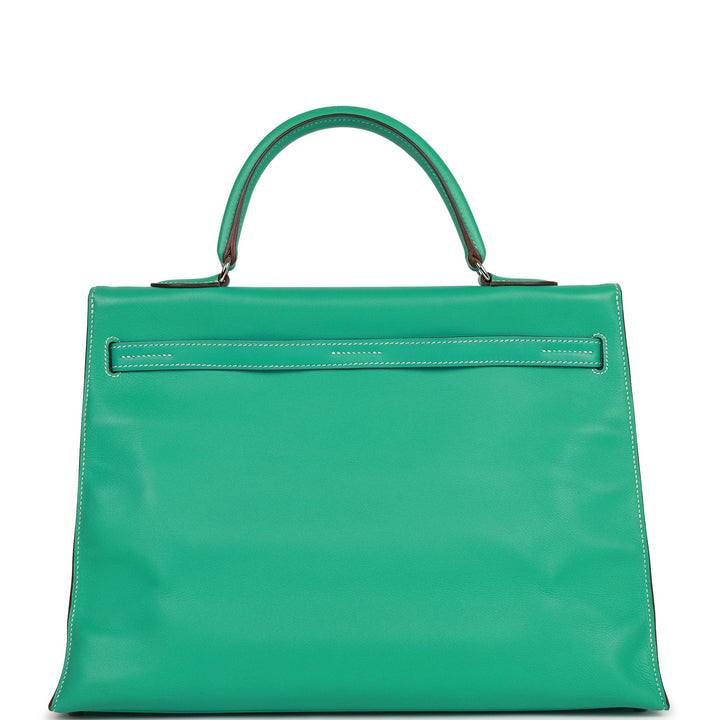 Top quality Hermes Kelly Flat 35 Lagoon Swift Palladium Hardware