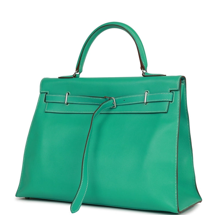 Top quality Hermes Kelly Flat 35 Lagoon Swift Palladium Hardware