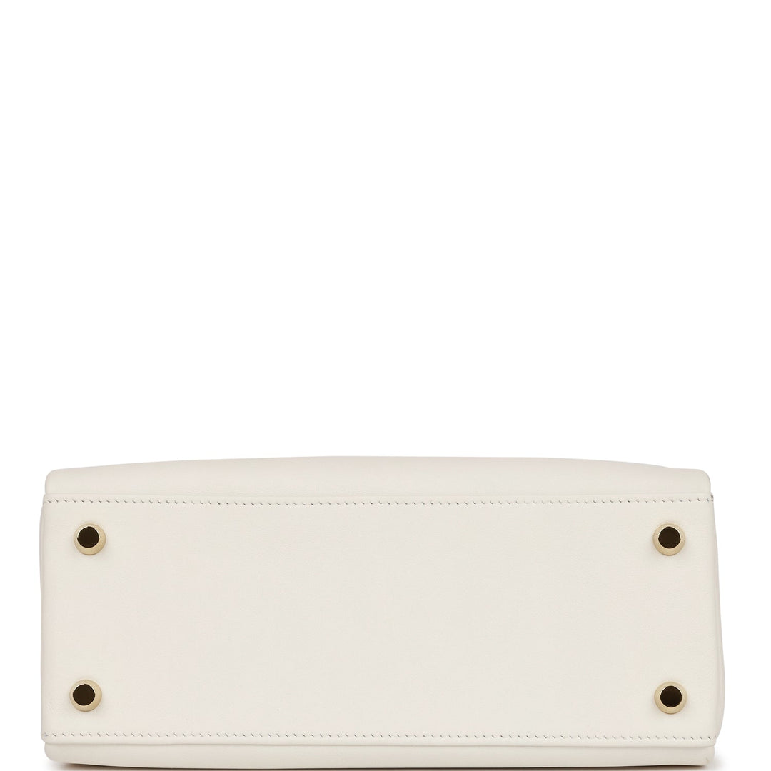 Hermes Kelly 25 Retourne White Swift Gold Hardware