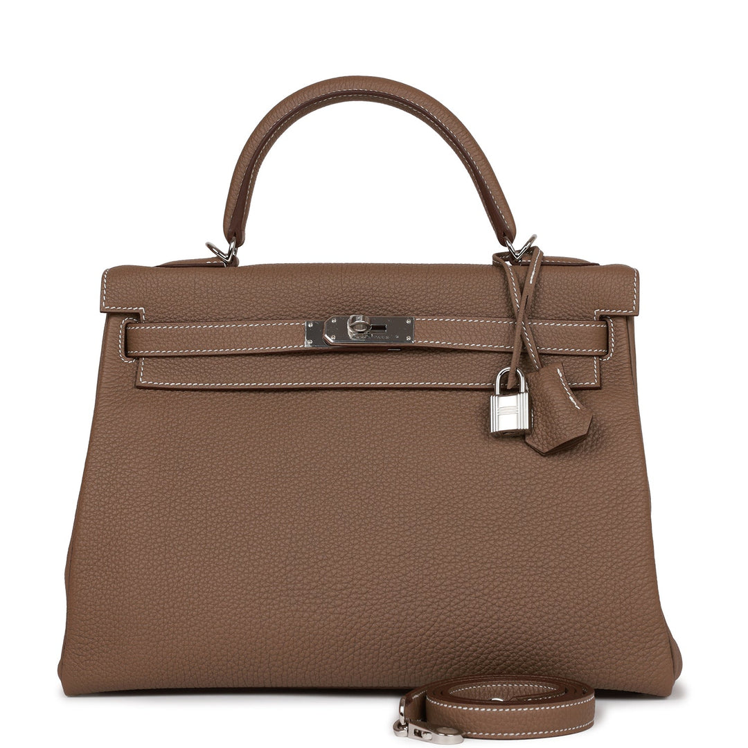 Top quality Hermes Kelly Retourne 32 Etoupe Togo Palladium Hardware