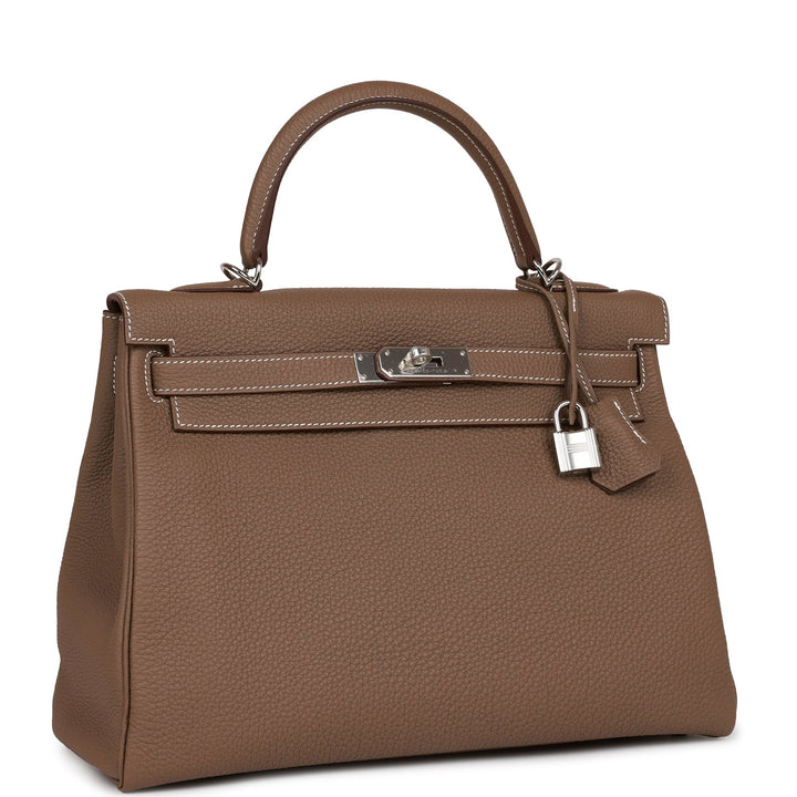 Top quality Hermes Kelly Retourne 32 Etoupe Togo Palladium Hardware