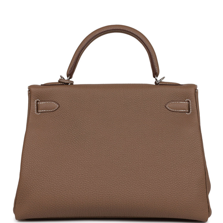 Top quality Hermes Kelly Retourne 32 Etoupe Togo Palladium Hardware