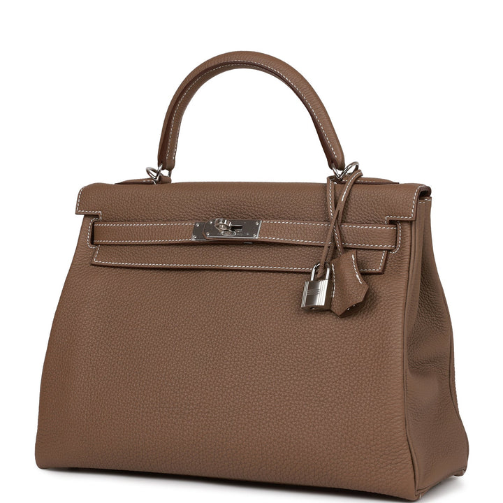 Top quality Hermes Kelly Retourne 32 Etoupe Togo Palladium Hardware