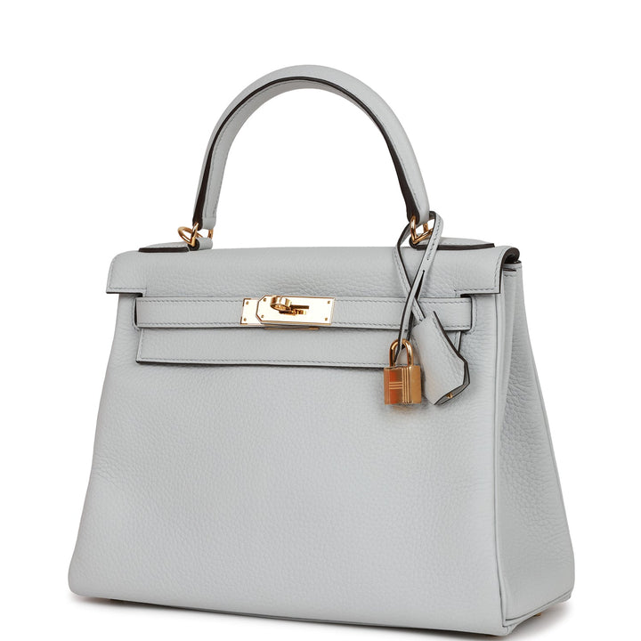 Hermes Kelly Retourne 28 Bleu Pale Clemence Gold Hardware