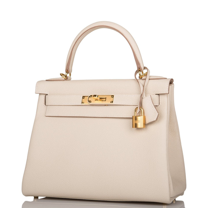Hermes Kelly 28 Retourne Craie Togo Gold Hardware