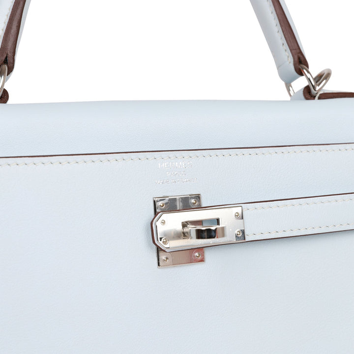 Hermes Kelly 25 Retourne Bleu Brume Swift Palladium Hardware