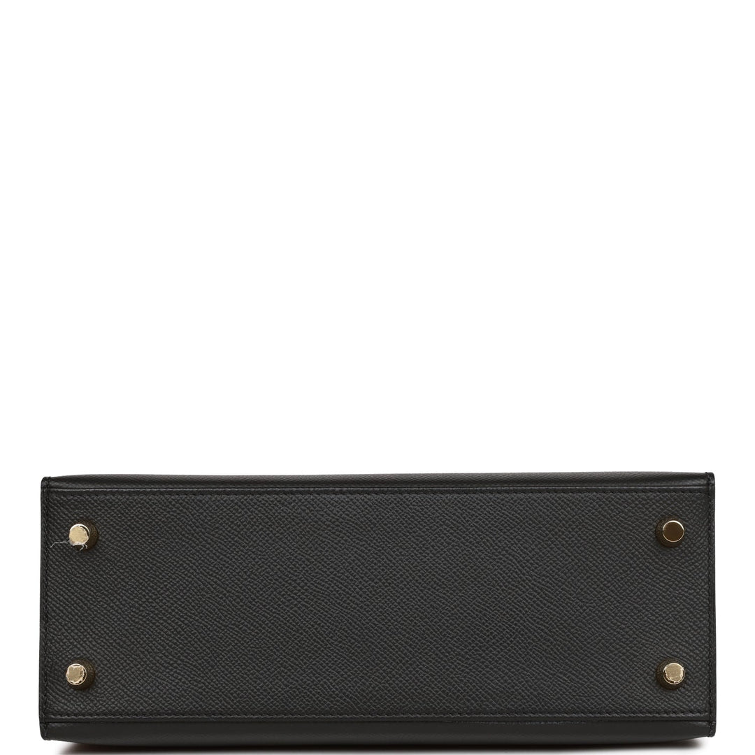 Hermes Kelly 25 Sellier Black Epsom  Gold Hardware