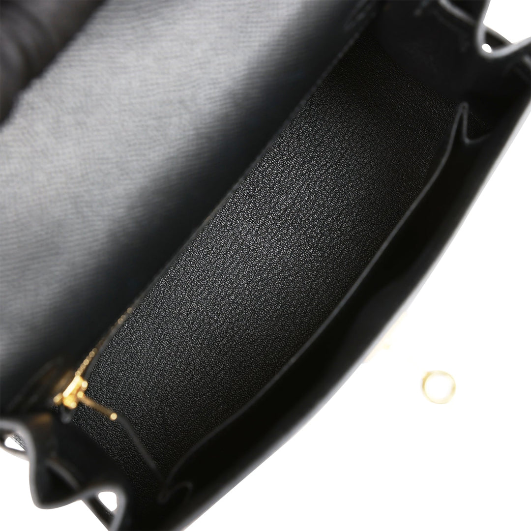 Hermes Kelly 25 Sellier Black Epsom  Gold Hardware