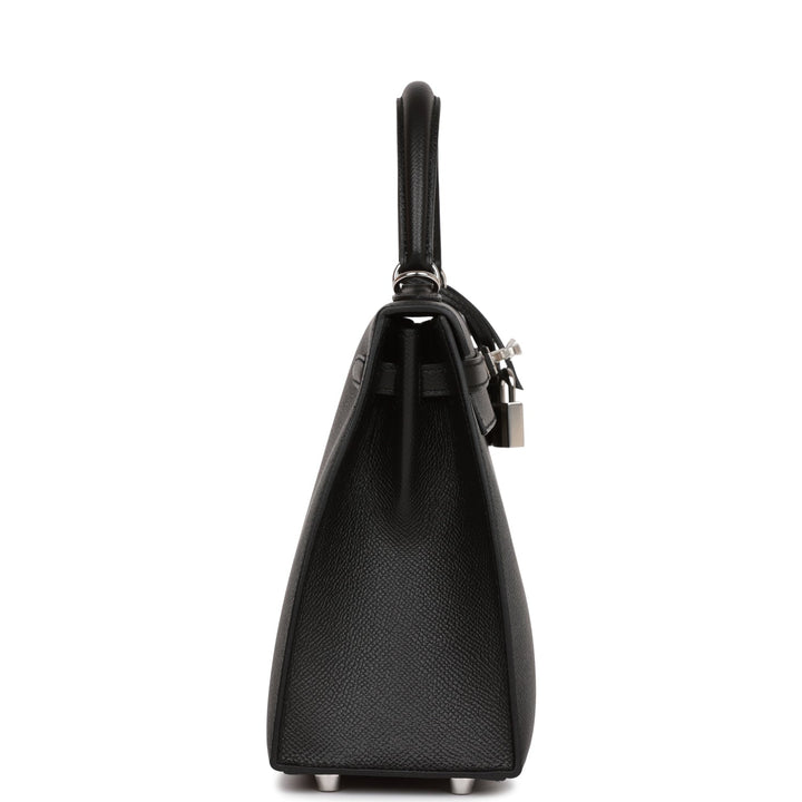 Hermes Kelly 25 Sellier Black Epsom Palladium Hardware